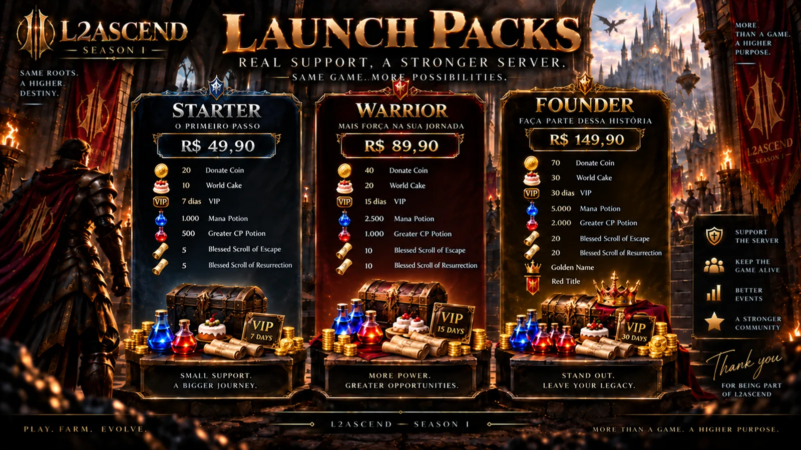 Starter, Warrior, and Founder Launch Packs